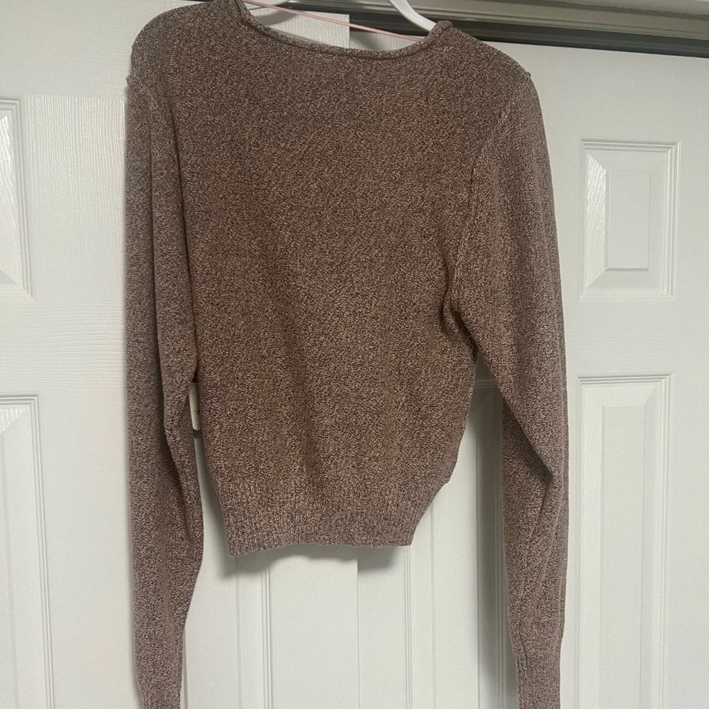 Free People Going for Gold Faux Wrap Crop Sweater Rose Gold L